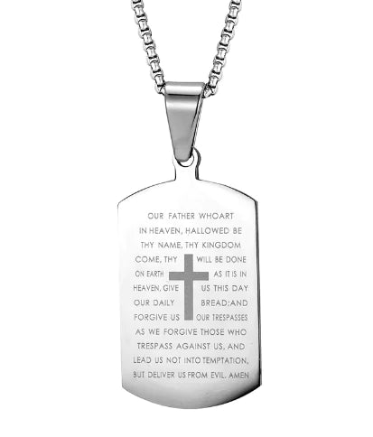 Couple's Cross Necklace with Bible Design