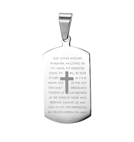 Couple's Cross Necklace with Bible Design
