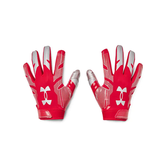 Under Armour Mens F8 Football Gloves  Red (600)/Metallic Silver  Medium
