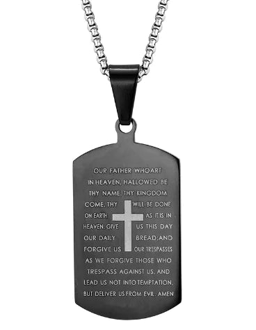 Couple's Cross Necklace with Bible Design