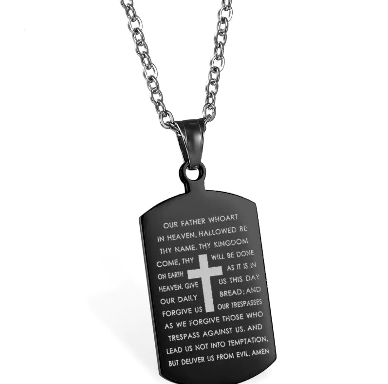 Couple's Cross Necklace with Bible Design