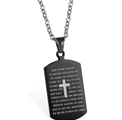 Couple's Cross Necklace with Bible Design